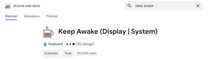 to keep screen awake chrome extension