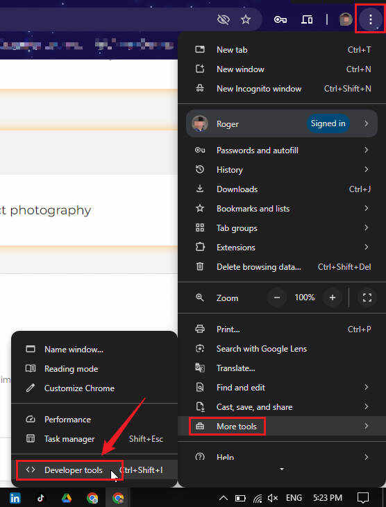 chrome open console