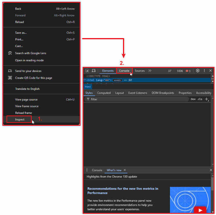 how to open browser console in chrome