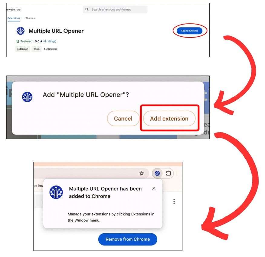 open multiple urls in chrome using an extension