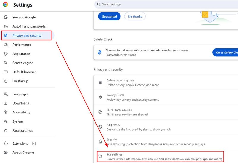 turning off location in google chrome
