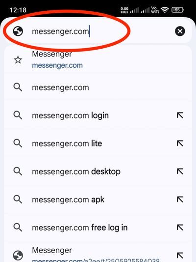open fb messenger in chrome using phone
